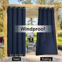 NICETOWN 2 Panels Outdoor Curtains for Patio Waterproof Extra Long 108", Windproof Thermal Insulated Top and Bottom Stainless Steel Grommet Blackout Outdoor Drapes for Porch, Navy Blue