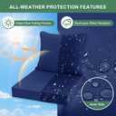 Summsun Patio Chair Cushion Set with Removable Cover, Waterproof Backrest and Seat Cushion Set Replacement for Outdoor Furniture, 19 x 19 Inch, Navy, Set of 4, 19*19 + 19*17 Inch