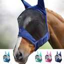 Harrison Howard CareMaster Pro Luminous Horse Fly Mask Large Eye Space Standard with Ears UV Protection for Horse Navy XL Extra Full
