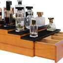 Cologne Organizer for Men4 Tier Wood Perfume Display Stand with Velvet Lining Drawer and Hidden Compartment Perfume Organizer for MenGreat Gift for Man (Walnut Black)