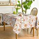 Horaldaily Groovy Retro Boho Tablecloth 60x120 Inch Rectangular, Pink 60s 70s Themed Washable Seasonal Table Cover for Party Picnic Dinner Decor