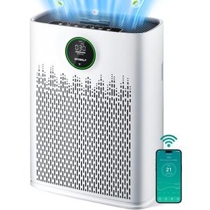 Smart Air Purifier for Home Large Rooms, with WiFi Control, Covers Up to 2400 Ft, Smart Mode, AQI Display, 22dB Sleep Mode & Aromatherapy with 2X-Power Filtration, HAP603WF, Bright White
