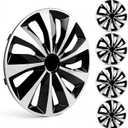 MIKKUPPA 16 Inch Hubcaps, 4 Wheel Covers for Steel Wheels, Silver Black