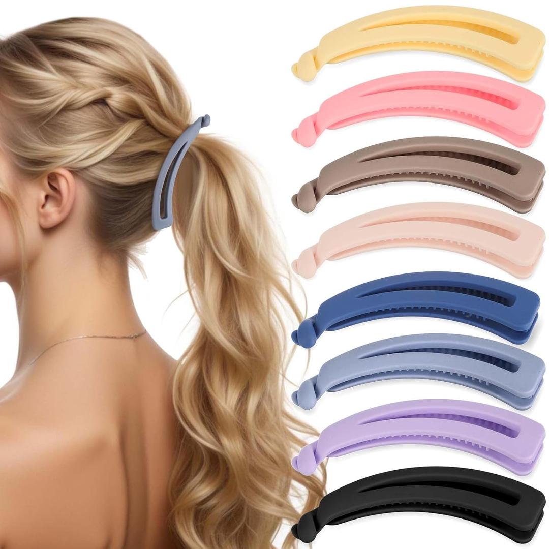8 Pcs Banana Hair Clips for Women,Small Banana Clips for Thin Hair,Strong Hold Fine Hair Clips,Fashion Ponytail Hair Clip,Multicolor Banana Clips Hair for Women Girl