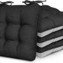Love's cabin Memory Foam Chair Cushions Set of 4, Outdoor/Indoor Chair Pads for Dining Chairs 4 Pack, Seat Cushions for Kitchen, Dining Room, Office, Patio Chairs, 19"x19"x3.5" Black