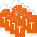 8 Pcs Initial Letter A-Z Luggage Tags Silicone Suitcase Instrument Tag with Name Card and Stainless Steel Loop(Letter T,Orange)