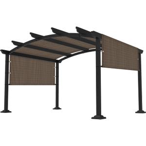 10' 12' Pergola Shade Cover Universal Replacement Canopy Cover Outdoor Durable Fabric Sun Shade Cloth for Deck Patio Porch Backyard Gazebo with Grommets & Weighted Rods, Brown
