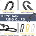 4Pack Small Keychain Rings, Metal Key Carabiner Clip, Mini EDC Key Ring Chain Holder Organizer for Purse Charm Hook, Car Keychain, Paracord Keychain Lanyard, Men and Women Key Fob (Gun Black)