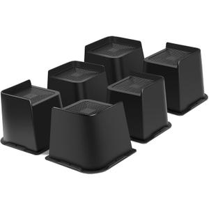 Bed Risers Heavy Duty, Oversized Furniture Risers, Support Up to 6000 Lbs, Lift 3 inch for Couch, Sofa, Table, Chair (Black 6 Pack, 6 inch)