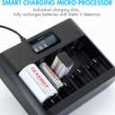 Tenergy TN486U 5-Bay Universal Battery Charger with LCD, Micro USB/Type C Input, for AA, AAA, C, D, and 9V Rechargeable Batteries