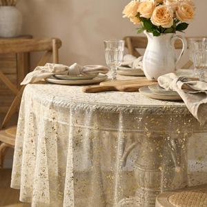 Horaldaily Beige Gold Gauze Tablecloth 60x60 Inch Round
Golden Sequin, Sheer Tulle Cheesecloth, Wedding Baby Shower Ceremony Birthday Decor
