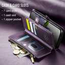 Defencase Compatible with Samsung Galaxy S23 Case Wallet with RFID Blocking Card Holder for Women Men, Soft PU Leather Magnetic Snap Flip Zipper Strap Wallet Phone Case Fit for Galaxy S23 6.1", Purple