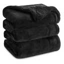 Bedsure GentleSoft Sherpa Fleece Blanket Queen Size for Bed, Non-Heated, Thick and Warm Throw for Women and Men, Soft Fuzzy Plush Heavy Queen Blanket for Winter, Black, 90x90 Inches