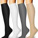 CHARMKING 4 Pairs Compression Socks for Women and Men, S/M