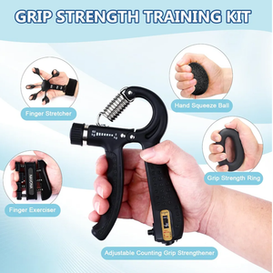 Grip Strength Trainer Kit, Hand Gripper Strengthener, Forearm Strengthener, Finger Strengthener, Finger Exerciser, Stress Relief Ball,Forearm Workout Ring for Muscle Building and Injury Recover, Black 