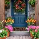 Tinideya 2 Pcs Door Mat Welcome Non Slip Coir Mats Floor Layering Doormats Seasonal for Front Porch Entryway Decor(Colorful Flowers)