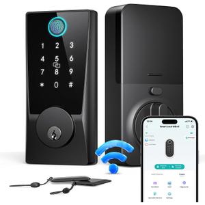 WiFi Smart Locks for Front Door: Keyless Entry WiFi Keypad Deadbolt Lock, Compatible with Alexa, Remote Control, Fingerprint Password Unlock, Auto Lock, Built-in Wi-Fi (2.4Ghz)