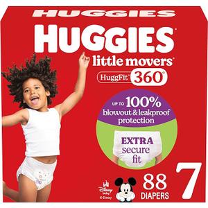 Huggies Size 7 Diapers, Little Movers Baby Diapers, Size 7 (41+ lbs), 88 Count (2 Packs of 44), 