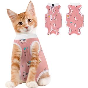 Cat Recovery Suit Female, Breathable Cat Onesie After Surgery Female for Abdominal Wounds or Skin Diseases, Surgery Recovery Suit Kitten Onesie After Spay Wear Anti Licking (Small, Alpaca)