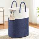Laundry Basket,Woven Cotton Rope Laundry Hamper,Versatile Storage for Dirty Clothes,Baby Toys,and Blankets in Bathroom, Nursery,and Living Room (Blue, 60L)
