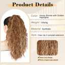 Ponytail Extension 18" Curly Wavy Pony Tail Claw Multi Layered Clip on Ponytail Extension Fluffy Natural Looking Synthetic Hair Piece for Women(Honey Blonde with Golden Highlights)
