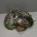 2 Pack Artificial Christmas Garland String Lights with 162 Snowy Red Berries 55 Green Leaves 20 LED Lights Battery Operated for Xmas Mantle Indoor Outdoor Holiday Christmas Decoration