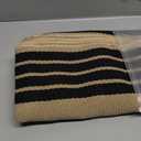 Striped Outdoor Front Door Mat 24"x51", Cotton Hand Woven Washable Black and Khaki Rug Runner, Reversible Foldable Indoor Layered Front Door Rugs for Entryway/Farmhouse/Home Entrance (2'x4.3')