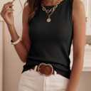 PRETTYGARDEN Sleeveless Sweater Tops for Women 2026 Summer Dressy Ribbed Tank Tops Spring Business Casual Work Shirts Blouses(Black, X-Large)