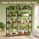 Huuger 5 Tier Bookshelf, Display Bookshelf with 10 Open Shelves and Raised Baffle, 47.2 Inch Straight Wide Bookcase with Metal Frame and Wooden Board, Adjustable Feet, Rustic Brown, 9.45"D x 47.24"W x 56.3"H