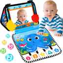 Tummy Time Mat Mirror Toys - Musical Activity Playmat Baby Toys for Newborn - Black and White High Contrast Montessori Sensory Crinkle Toy for Infant 0-3-6-12 Months Babies Boys Girls Shower Gifts
