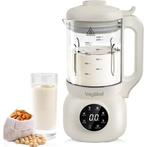 40oz Nut Milk Maker Machine,Automatic Soy Milk Maker with 12-Blade Grinder, LED Touch Screen Plant-Based Milk Machine for Almond,Oat & Soy, 12H Timer, Keep Warm & Self-Cleaning
