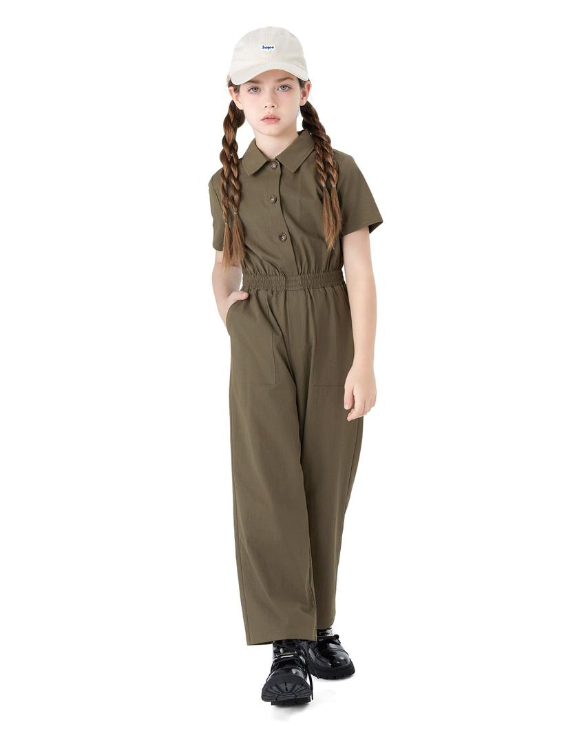 PATPAT Jumpsuits for Girls, Trousers Girls Wide Leg Trousers, Clothing for Children Teenagers, Good Fabric, Schools/Parks/Outdoor, Dress School Girls Gift First Day at School, Size 11/12Y, Army Green PATPAT Jumpsuits for Girls, Trousers Girls Wide Leg Trousers, Clothing for Children Teenagers, Good Fabric, Schools/Parks/Outdoor, Dress School Girls Gift First Day at School, Size 11/12Y, Army Green