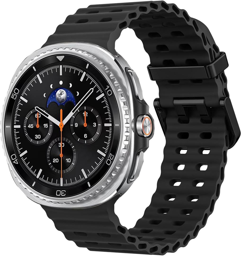 Marine Sport Bands Compatible with Samsung Galaxy Watch 8 Band 44mm 40mm/8 Classic 46mm Men Women,Soft Silicone Breathable Waterproof No Gap Strap for Samsung Galaxy Watch 8 Bands 40 mm 44 mm Correa