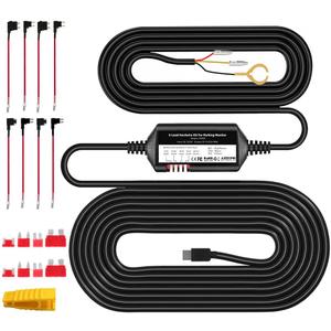 AZDOME 3-Lead ACC Hardwire Kit Type-C USB Port for M550 M01Pro PG17 GS63HPro DashCam, 12ft with Fuse Kit, Dash Camera 24H Parking Monitor, Convert 12V-24V to Output 5V/2.5A Max, Low Voltage Protection (JYX05 Hardwire Kit)