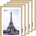 VCK 20x30 Oak Wood Frame for Poster & Picture, Natural Solid Wood Photo Frames 5 Pack, Wall Mounting Hanging