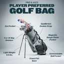 Pins & Aces Player Preferred Golf Bag - Premium Design, Lightweight Golf Bag with Stand - Velvet-Lined 14-Way Club Divider System (Obsidian)