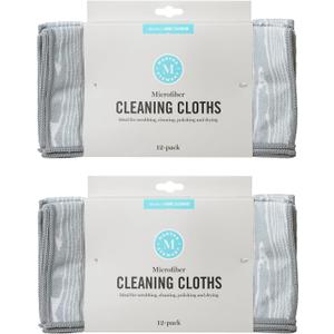 Martha Stewart Microfiber Cleaning Cloths, Ultra-Absorbent, Lint-Free Cleaning Towels for Home & Kitchen, Faux Bois Design, 11 Inches, 24 Count