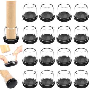 Chair Sliders for Carpet, 16PCS Furniture Sliders for Carpeted Floors & Hardwood Floors, Round Chair Glide Pads for Quickly and Easily Moving Furniture, Protect Floor(Clear, Fit 1.1"-1.4")