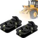 2 Pack 3/8" Tractor Bucket Hooks with Tie Down Ring - Grade 70 Forged Steel Bolt-On Grab Hook with Backing Plate, Max Load 15,000 lbs, Compatible with Kubota, John Deere, RV, UTV, Truck, Black