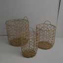 Better Homes & Gardens Large Natural Poly Rattan Open Weave Round Basket, Beige Set of 3 Pack