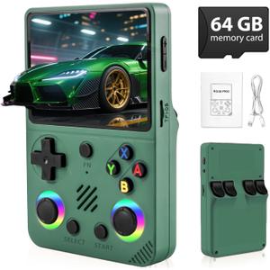 RG36PRO Retro Video Game Console - Open Source System,3.5"IPS Screen,64G TF card,3000mAh Battery, Support 30,000+ Classic Retro Video Games for Teen or Partner - Gift for Christmas - Green