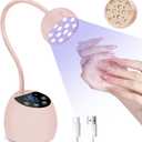 CGBE UV LED Nail Lamp, 36W Mini Cordless Flash Cure Lamp, USB Rechargeable Goosenecks LED Nail Light for Gel Nails with 4 Timers & Auto Sensor for Salon Home DIY Use, Pink