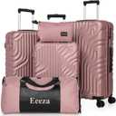Luggage Sets 5 Piece Suitcase with ABS Hard Shell Lightweight TSA Lock and Double Rotatable Detachable Wheels(Navy,20"/24"/28"/DB/TB) (RoseGold)