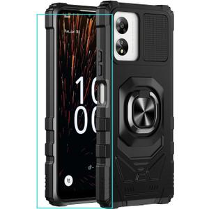 for Celero 5G SC Case with Screen Protector,Celero5g SC Phone Case Magnetic Ring Stand Military Grade Rugged Frosted PC Back Soft Silicone Shockproof Cover for Celero 5g SC Black