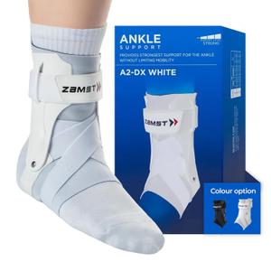 Zamst A2-DX White Ankle Brace for Sports - Breathable Sports Ankle Support for Men and Women with Guard Stabilizers for High-Grade Ankle Sprain - Left, Medium