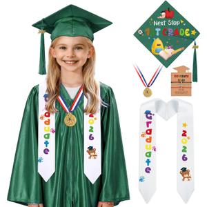 YLOLUL 2026 Kindergarten Preschool Graduation Gown Cap Set Graduation Stole Bracelet Medal Certificate Package Grad Gifts