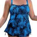 Septangle Women Plus Size Bathing Suits Paisley Print Two Piece Swimsuit Tankini Swimwear, Color: Navy&leaf
3XL