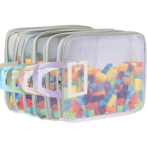 6 Packs Mesh Toy Zipper Storage Bags Sets Storage Organizer with Pockets Portable Handle for Office