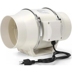 Nalle 4 Inch Inline Duct Fan Radon Fan 50W 280 CFM Ventilation Exhaust Blower Fans Efficient Quiet Copper Motor for Ducting Vents Bathroom Kitchen Grow Tents Hydroponics