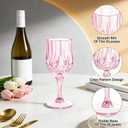 24PCS 7oz Plastic Wine Glasses Drinking Unbreakable Glassware Goblets Cups Pink Water Reusable Vintage Champagne Flutes for Valentines Day, Parties, Wedding (24, Pink)